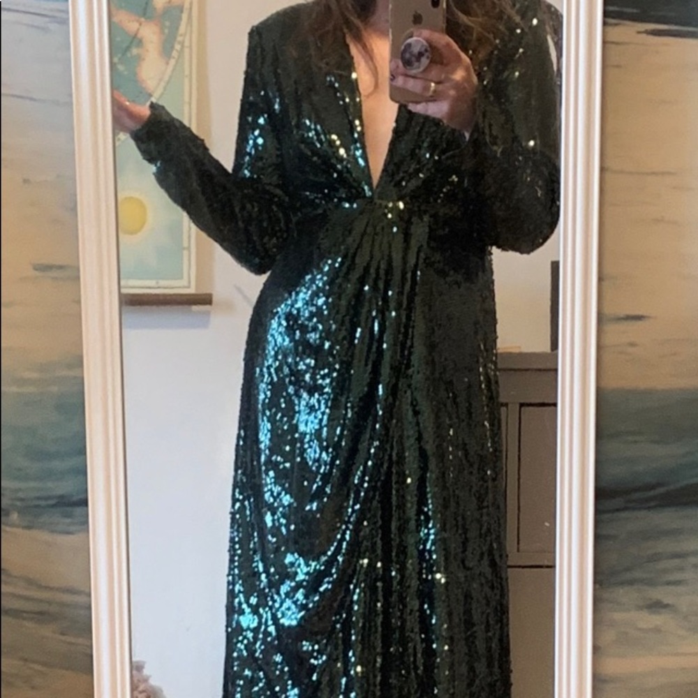 ASOS plunge asymmetric sequin maxi dress NWT - Picture 3 of 7
